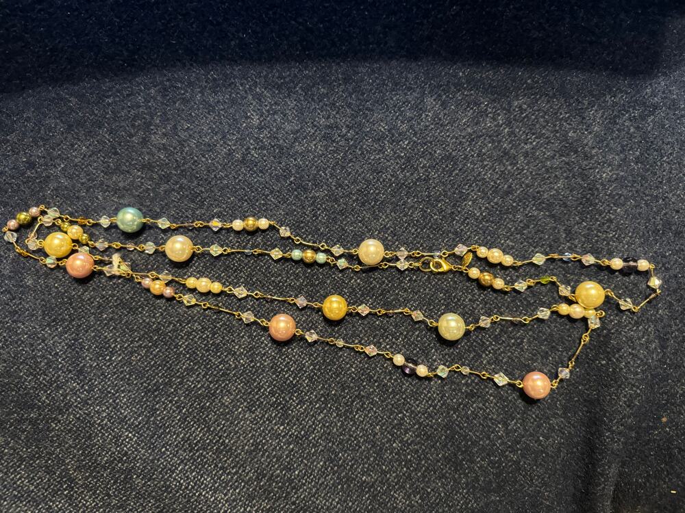 Joan Rivers 56in Multi Color Faux Pearl Crystal Necklace